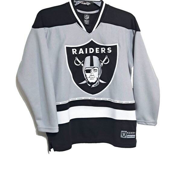 NFL Other - NWT NFL Team Apparel Boys Size XL 18-20 Black Raiders Jersey Shirt Long Sleeve
